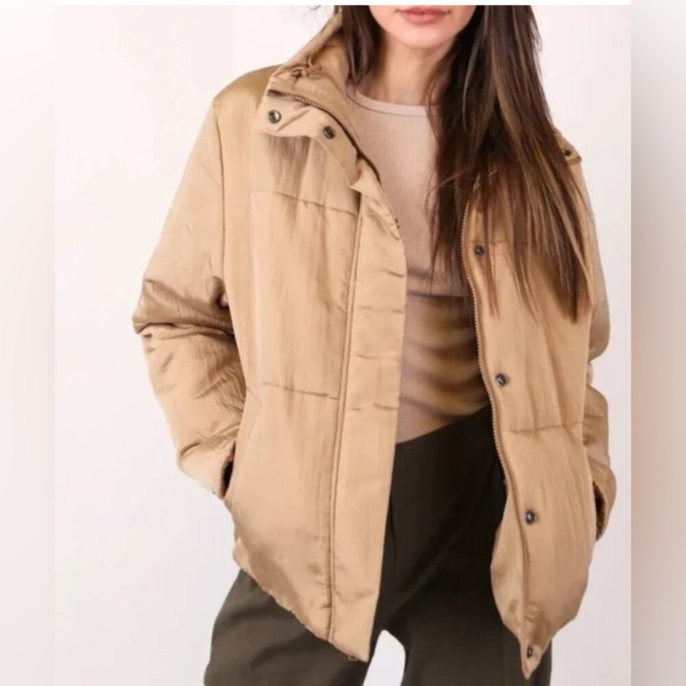 Vince Light Brown Puffer Bombet Jacket Size Small